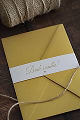 Papiernictvo - Pásik na obálku "Bude svadba - žltá nelesklá farba" - 13216862_
