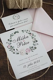 Papiernictvo - Svadobné oznámenie - Venček ružové a biele kvety ❤ - 13216877_