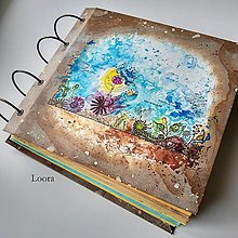 Papiernictvo - Maľovaný Scrapbooking album 30x30 cm - 13220410_