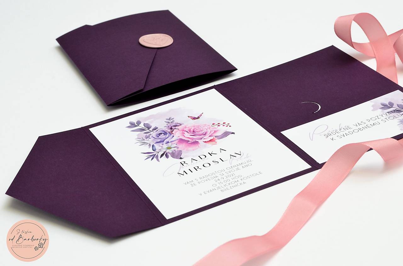 Svadobné oznámenie v kapse #53 (Menovka na stôl (do stojana))