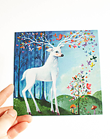 Papier - Pohľadnica "Biely jeleň" - 13222969_