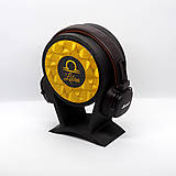 Luxusný personalizovaný stojan / držiak na slúchadlá 3D tlačený v trblietavej čierno-zlatej kombinácii s menom
