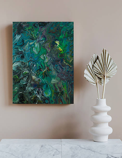 Obrazy - Džungľa - abstraktný obraz - acrylic pouring - 13222598_