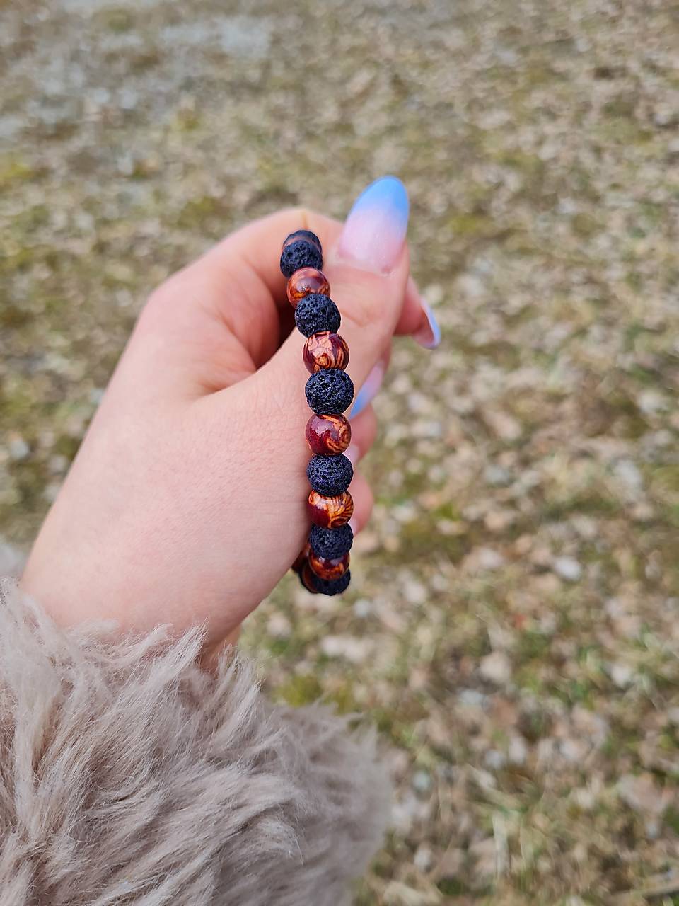 Pánsky náramok Láva a drevo