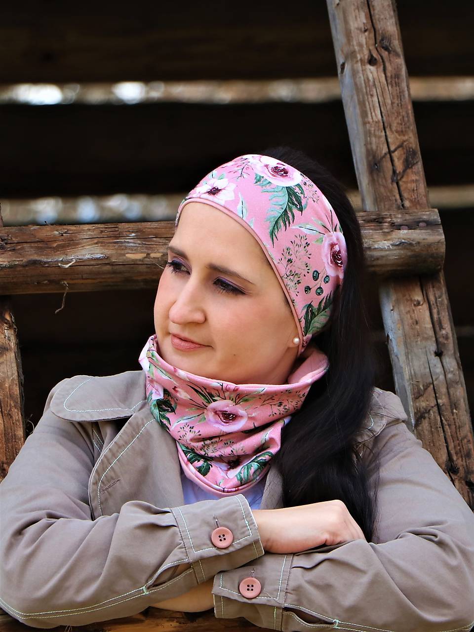 Úpletová čelenka vintage rose