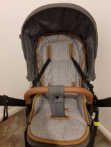 Detský textil - Podložka do kočíka ROAN 100% ovčie rúno MERINO TOP SUPER WASH Bodky šedé hnedý lem - 13232253_