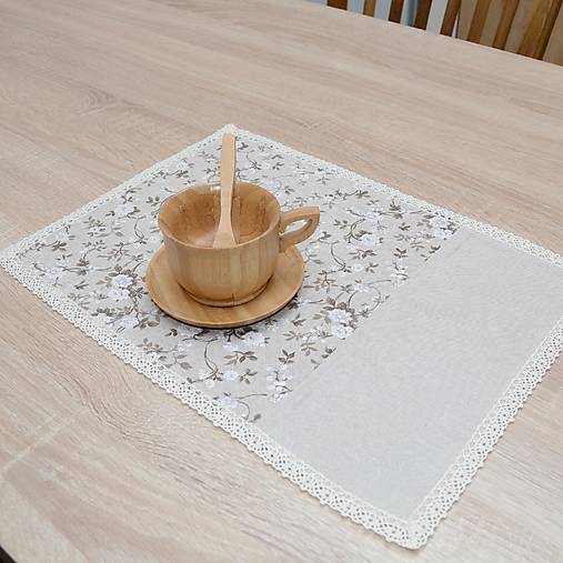 Úžitkový textil - LISA 5 - hnedé ružičky na režnej - prestieranie 28x40 - 13232151_