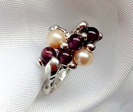 Prstene - Cínovaný prsteň s ametystom a riečnymi perlami - 13231690_
