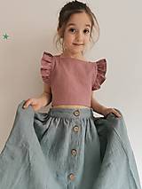 Detské oblečenie - Kolibrík - dievčenský ľanový crop top s volánmi - 13231947_