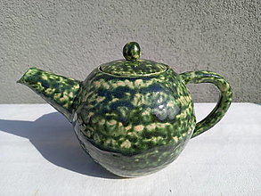 Nádoby - Keramický čajník - zelený - 13231416_