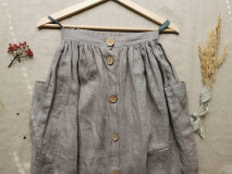 Sukne - Perlička - ľanová sukňa s veľkými našitými vreckami (prašná fialová) - 13232815_