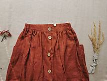 Sukne - Perlička - ľanová sukňa s veľkými našitými vreckami (prašná modrozelená) - 13232827_