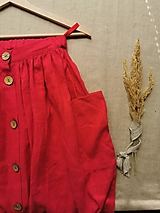 Sukne - Perlička - ľanová sukňa s veľkými našitými vreckami (malinová) - 13232845_