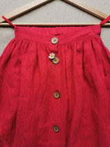 Sukne - Perlička - ľanová sukňa s veľkými našitými vreckami (malinová) - 13232846_