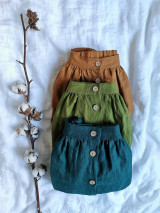Sukne - Perlička - ľanová sukňa s veľkými našitými vreckami (lesná zelená) - 13234426_