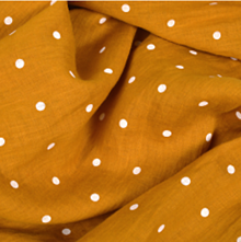 Textil - 100 % predpraný mäkčený ľan bodky na oranžovej - 13237213_