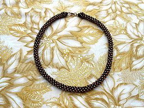 Náhrdelníky - Náhrdelník šitý barvy černozlaté - 13237685_