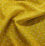 Textil - 100 % predpraný mäkčený ľan bodky na citrónovej - 13238574_