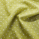 Textil - 100 % predpraný mäkčený ľan bodky na zelenej - 13238579_