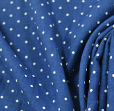 Textil - 100 % predpraný vyzrážaný ľan bodky na kráľovskej modrej - 13238633_