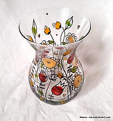 Nádoby - sklenená váza Rozkvitnutá s tulipánmi - 13241248_