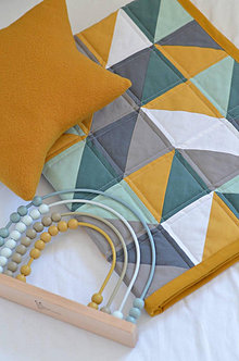 Detský textil - Patchwork deka pre bábätko Trojuholníky - 13241562_