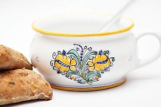 Nádoby - Starodávna miska na polievku s habánskym dekórom - 13244408_