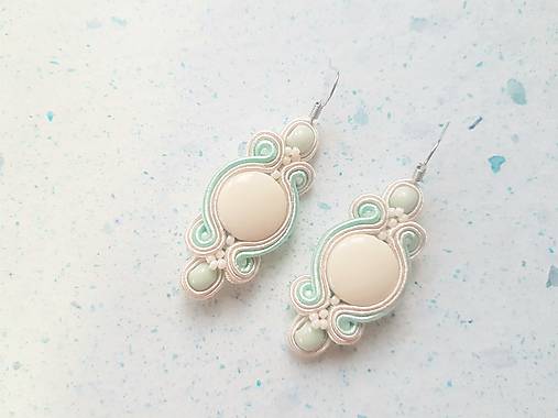 Náušnice - Mentolová - soutache earring - ručne šité šujtášové náušnice - 13245567_