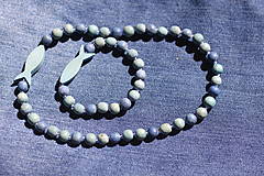 Detský modrý náhrdelník plus náramok s rybičkami