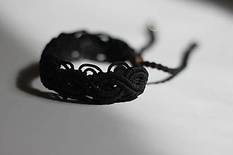 Náramky - Macramé čierny elegantný náramok - 13244633_