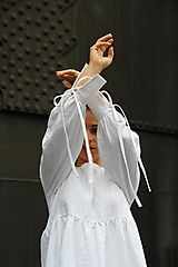Šaty - VANESA ľanové šaty WHITE - 13247017_