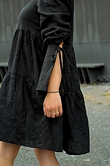 Šaty - VANESA ľanové šaty BLACK - 13247028_