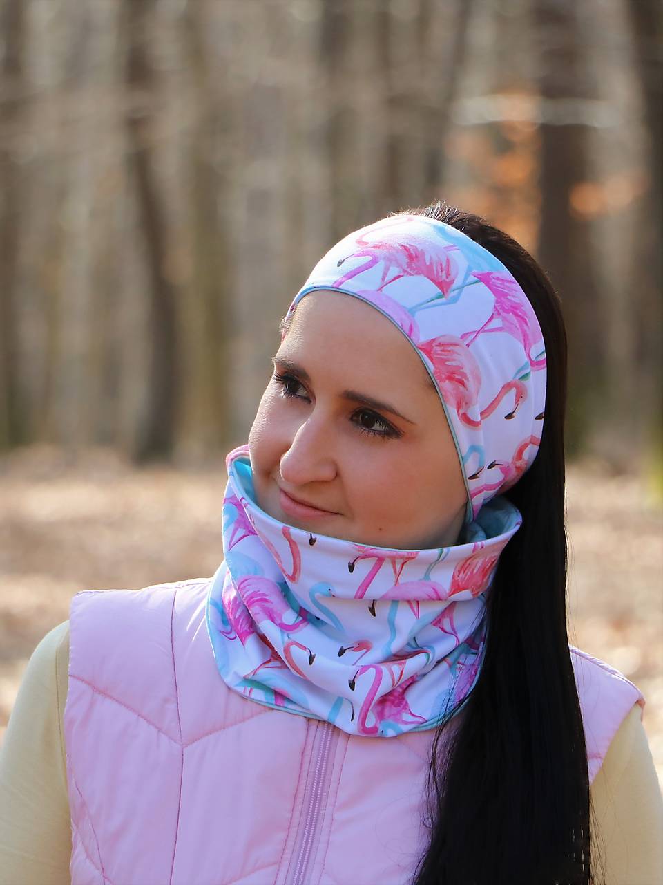 Úpletová čelenka plameniaky