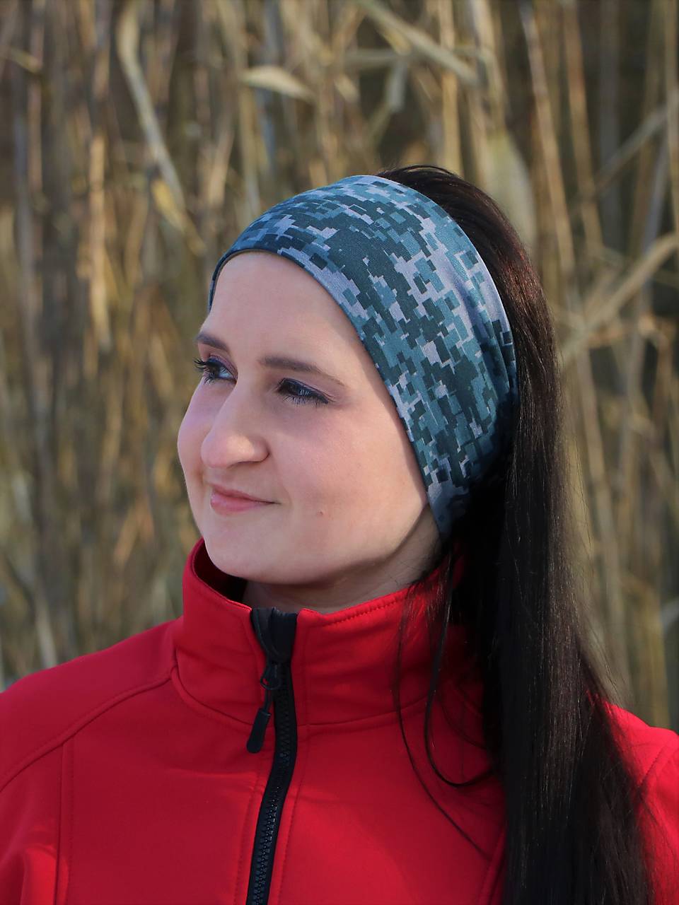 Úpletová čelenka digi maskáč khaki