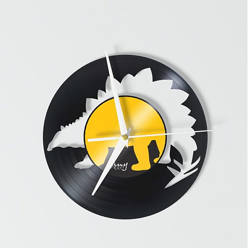 dino STEGOSAURUS out - vinylové hodiny (Fialová)
