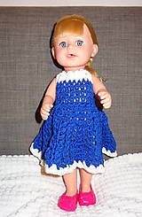 Hračky - modré bavlnené šaty pre bábiku 36 cm - 13247581_