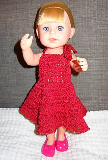 Hračky - červené šaty pre bábiku 36 cm - 13247618_