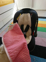 Detský textil - VLNIENKA súprava podložka a deka do autosedačky vajíčka 0+  Klippan Dinofix 100% Merino Bodky pink - 13250198_