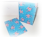 Papier - Pohľadnica tyrkys kvety - otváracia - 13246415_