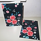 Papier - Pohľadnica čierna ruža - otváracia - 13246421_