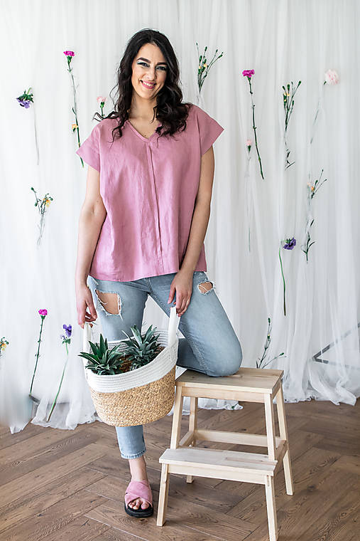 Topy, tričká, tielka - Ľanová blúzka minimal (VIAC FARIEB) (XS) - 13248066_