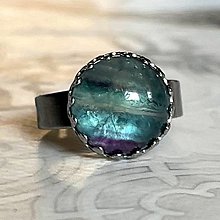 Prstene - Fluorite Stainless Steel Ring / Elegantný prsteň s fluoritom - 13251660_