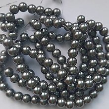 Korálky - Voskované perly 6mm-návlek 80cm (grafit) - 13254701_
