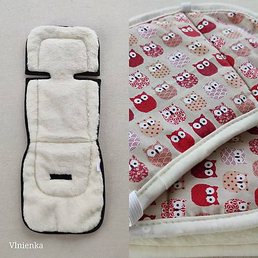 Detský textil - Vlnienka Podložka do kočíka X-LANDER X-MOVE 100% ovčie rúno MERINO TOP SUPER WASH Sovičky - 13254900_