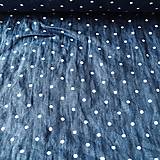 Textil - 100 % predpraný vyzrážaný ľan bodky na modrej - 13253632_