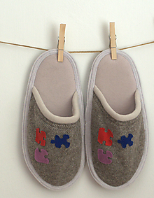Ponožky, pančuchy, obuv - Papuče Puzzle - 13252687_