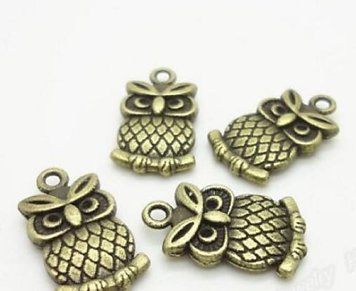 Komponenty - Prívesok sova, 1 ks (mini sova 8 x 15 mm) - 13251093_