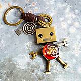Kľúčenky - Kľúčenka robot, červený - 13256154_