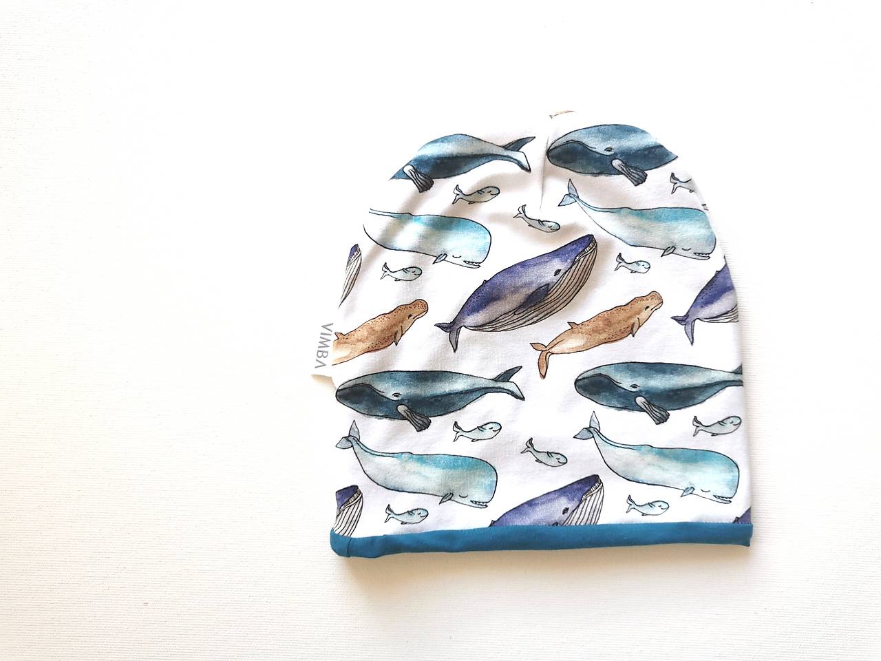 Dvojvrstvová čiapka "maľované veľryby"