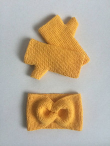 Rukavice - Set: čelenka a rukavice / viac farieb (Žltá medová) - 13258092_